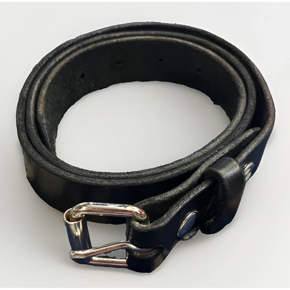 Deerfield Leather Black Belt Size 40 Hand Made in New Hampshire 1.25
